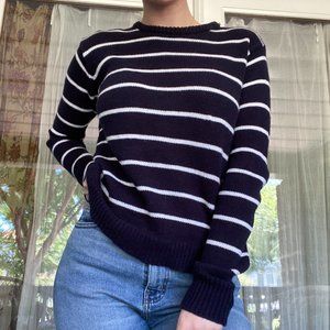 Brandy Melville Navy and White Striped Sweater